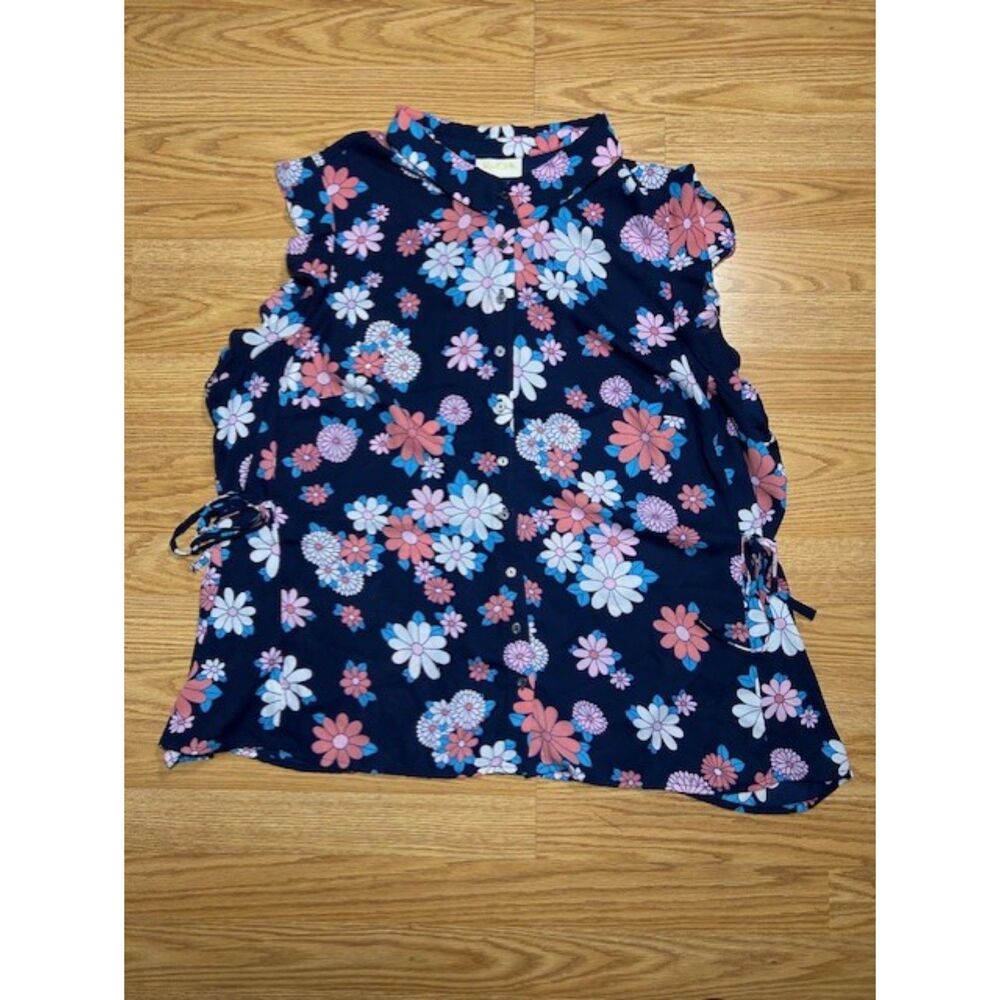 Modcloth - Floral sleeveless top - blue and pink - Womens size 3X